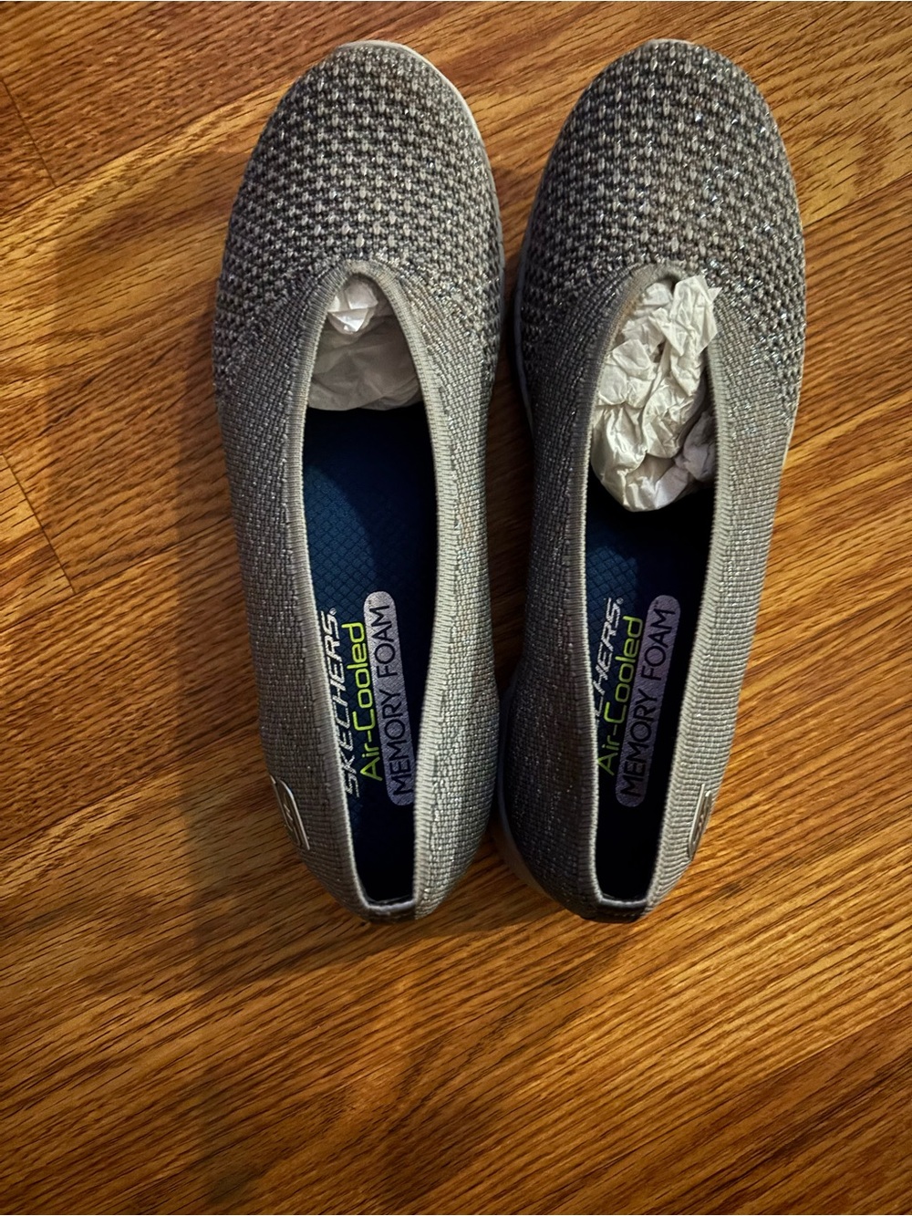 Skechers Women's Gray Knit Slip-On Memory Foam Flats